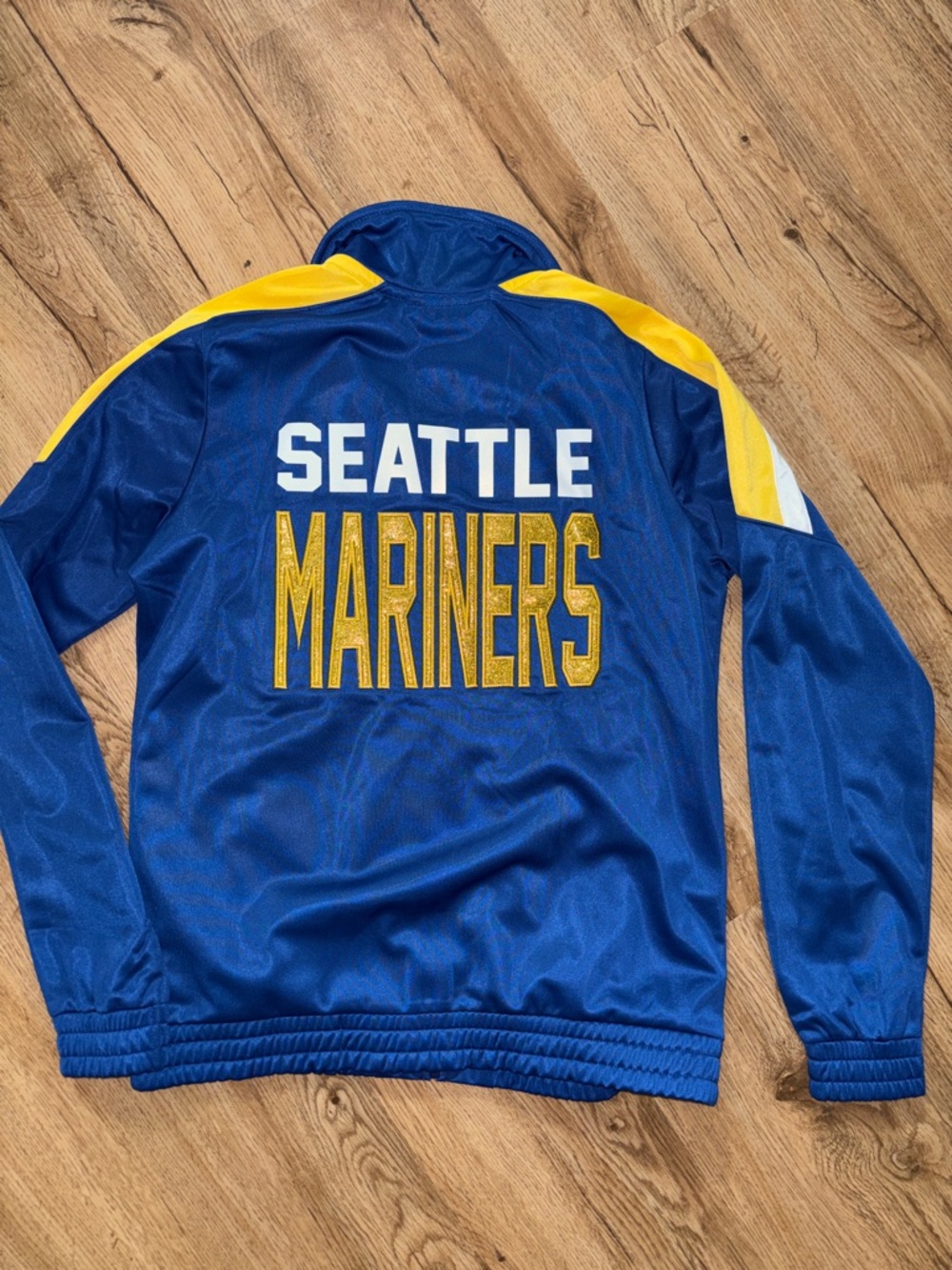 Seattle Mariners Baseball Track Jacket with Embroidered Glitter Logo